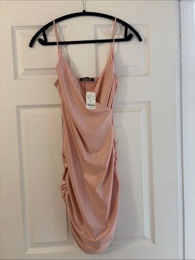 Blue Blush Rose Pink Draped Mini Dress